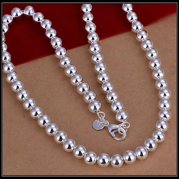 NEW 925 SILVER CLASSIC BEAD NECKLACE - Picture 3 of 5